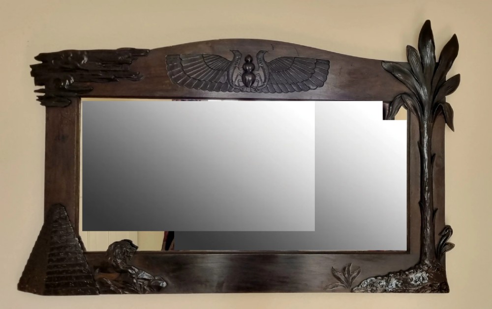 Pair of Egyptian Revival Art Deco Walnut Mirrors Circa 1920 View XII