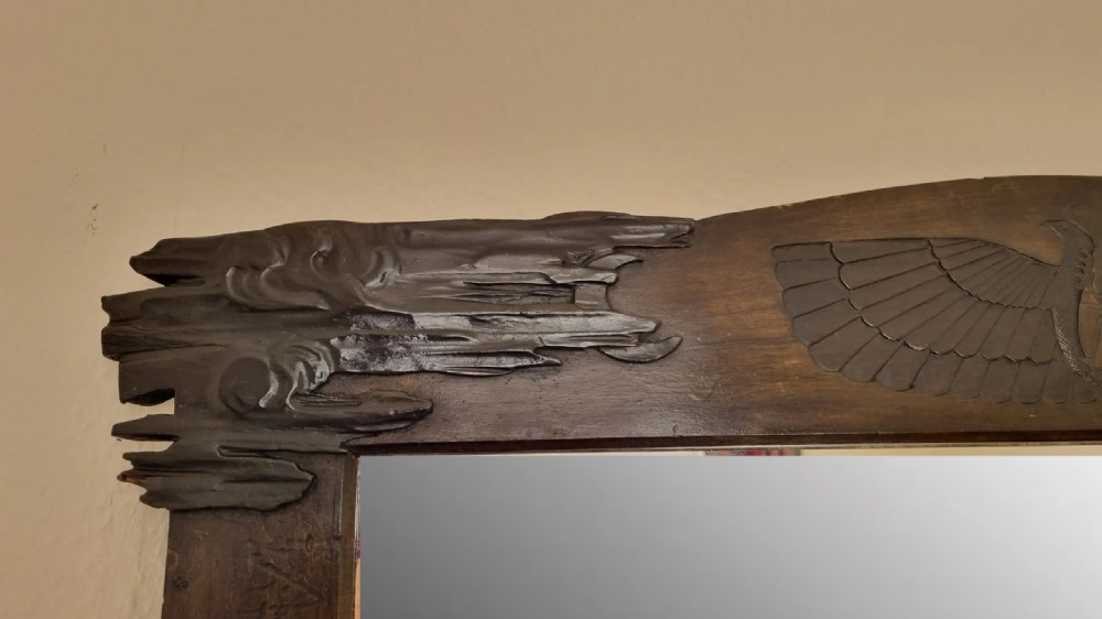 Pair of Egyptian Revival Art Deco Walnut Mirrors Circa 1920 View XIII