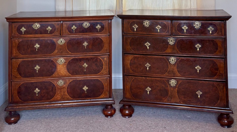 Pair of 17th Century William & Mary walnut Chest of Drawers circa 1690 View VIII