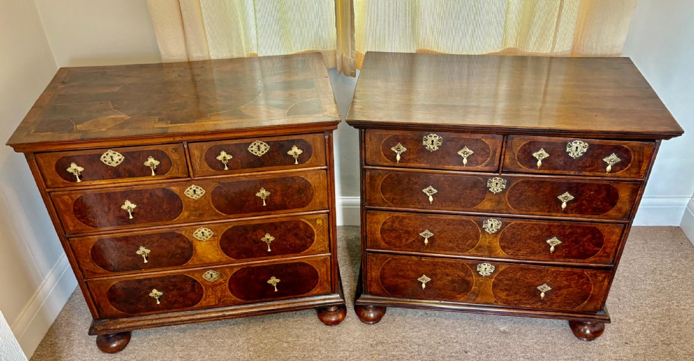 Pair of 17th Century William & Mary walnut Chest of Drawers circa 1690 View IV