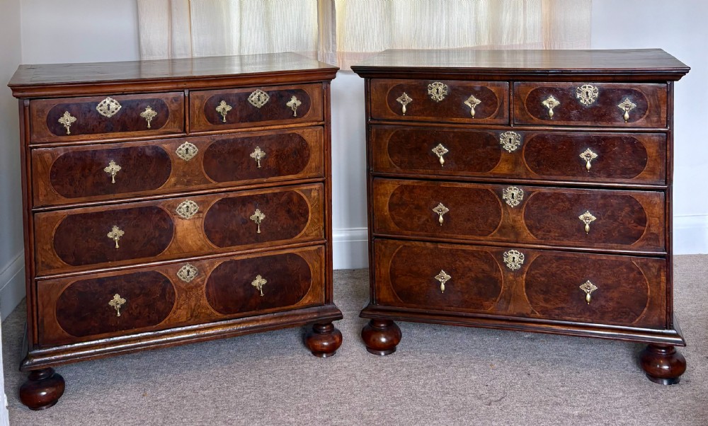 Pair of 17th Century William & Mary walnut Chest of Drawers circa 1690 View V
