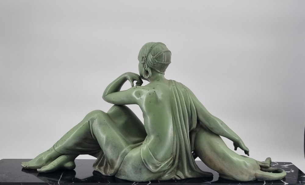 Art Deco Sculpture Nude Lady With Panther By Godard View VI