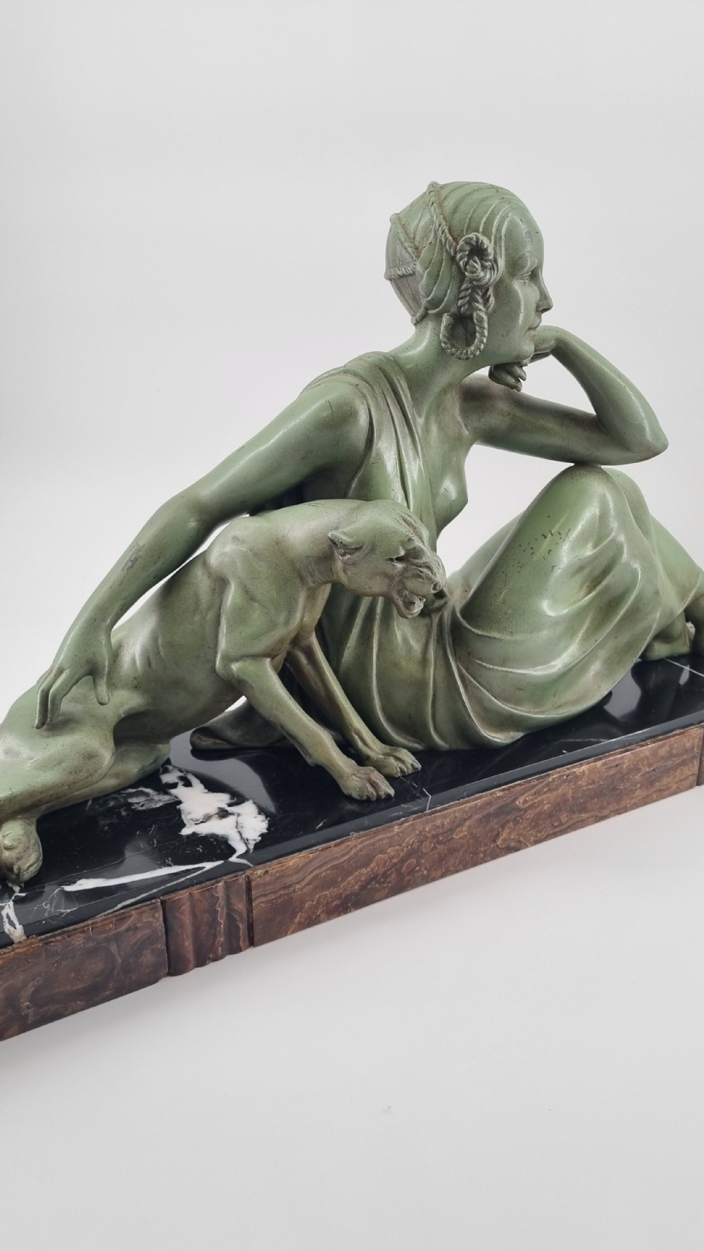 Art Deco Sculpture Nude Lady With Panther By Godard View VII