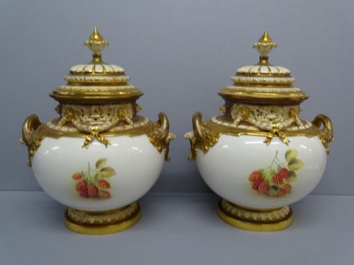 ROYAL WORCESTER PAIR OF AYRTON BOW VASES - ADDITIONAL PHOTO 1