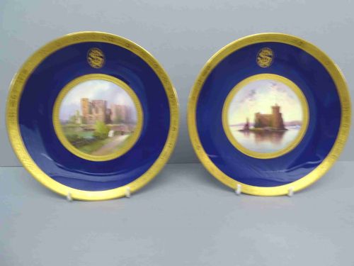 minton pair of landscape plates - CATEGORY: ANTIQUE PLATES - DATED 1890