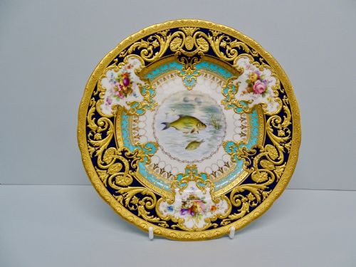royal crown derby gary service fish plates - CATEGORY: ANTIQUE PLATES - DATED 1910