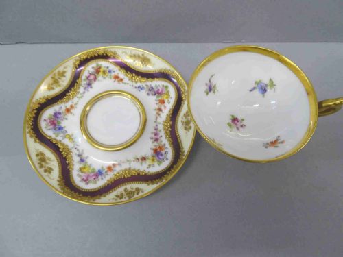 HIRSCH DRESDEN PEDESTAL CUP AND SAUCER - ADDITIONAL PHOTO 1
