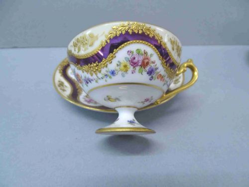 HIRSCH DRESDEN PEDESTAL CUP AND SAUCER - ADDITIONAL PHOTO 2