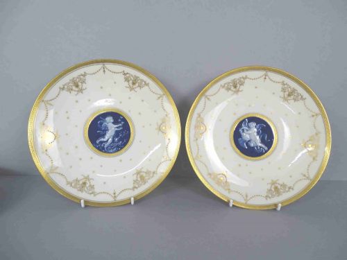 minton pair of pate sur pate plates - CATEGORY: ANTIQUE PLATES - DATED 1890