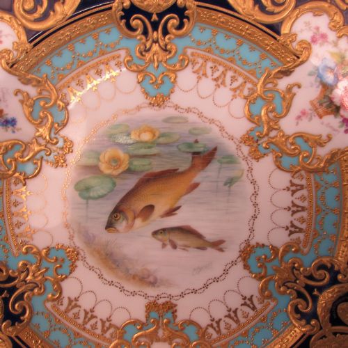 ROYAL CROWN DERBY PAIR OF GARY SERVICE FISH PLATES - ADDITIONAL PHOTO 1
