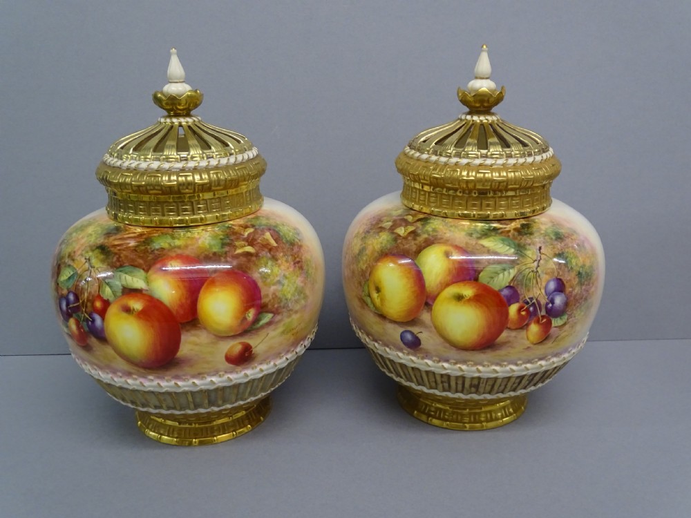 Royal Worcester Pair of Freeman Pot Pourri