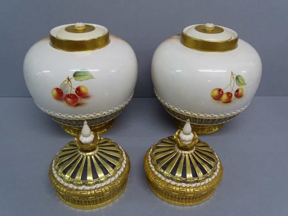 Royal Worcester Pair of Freeman Pot Pourri View II