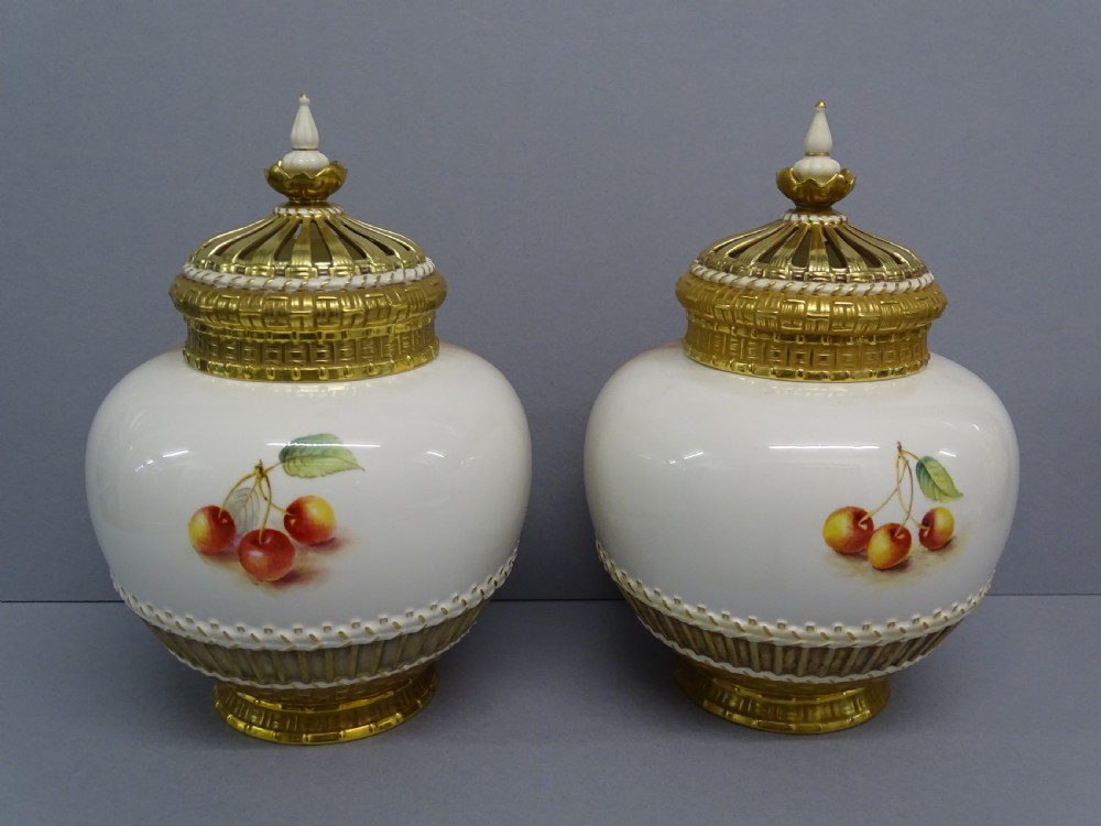 Royal Worcester Pair of Freeman Pot Pourri View III