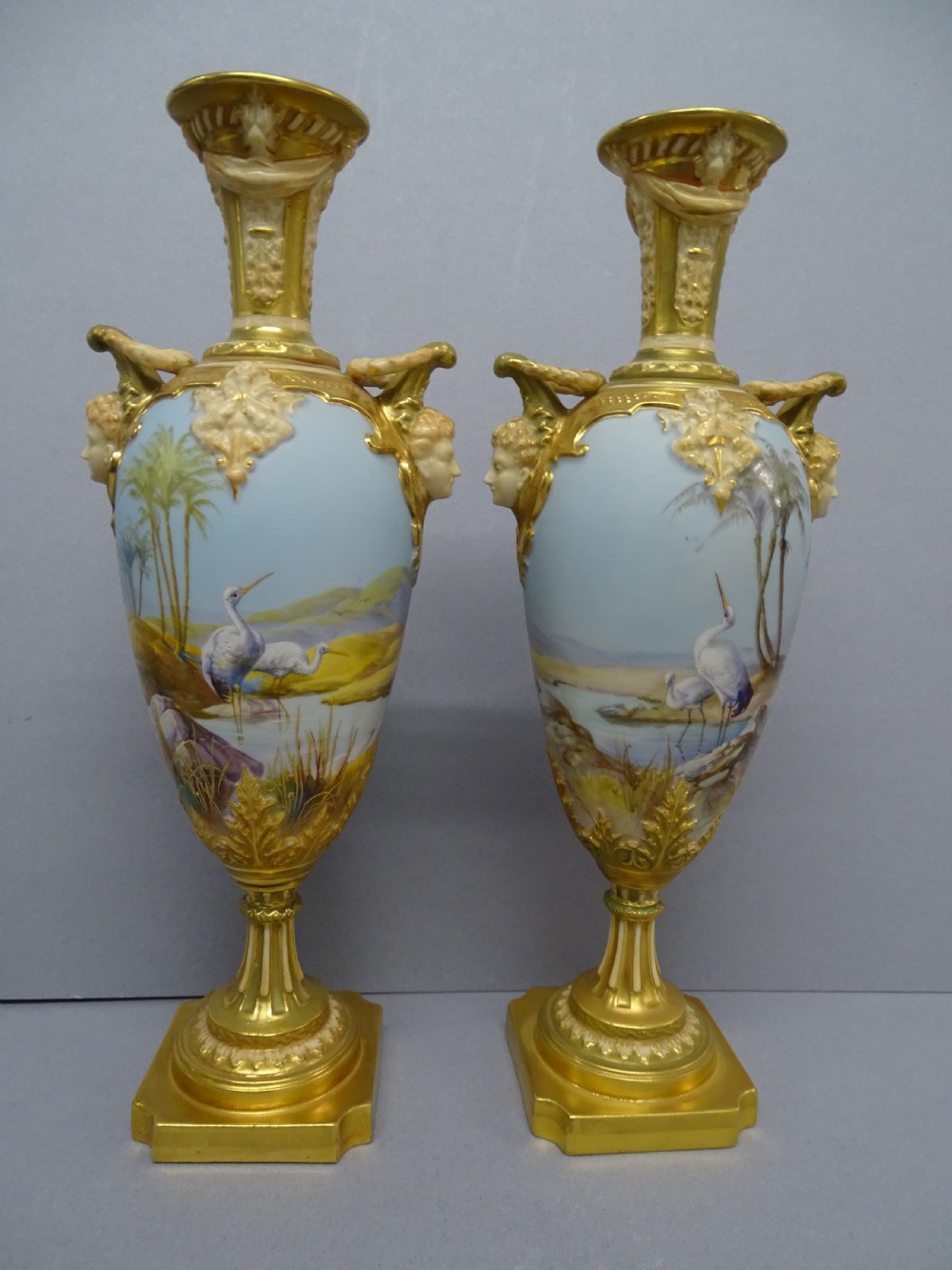 Royal Worcester Pair of Powell Vases.
