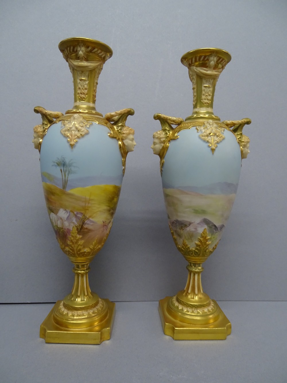 Royal Worcester Pair of Powell Vases. View II