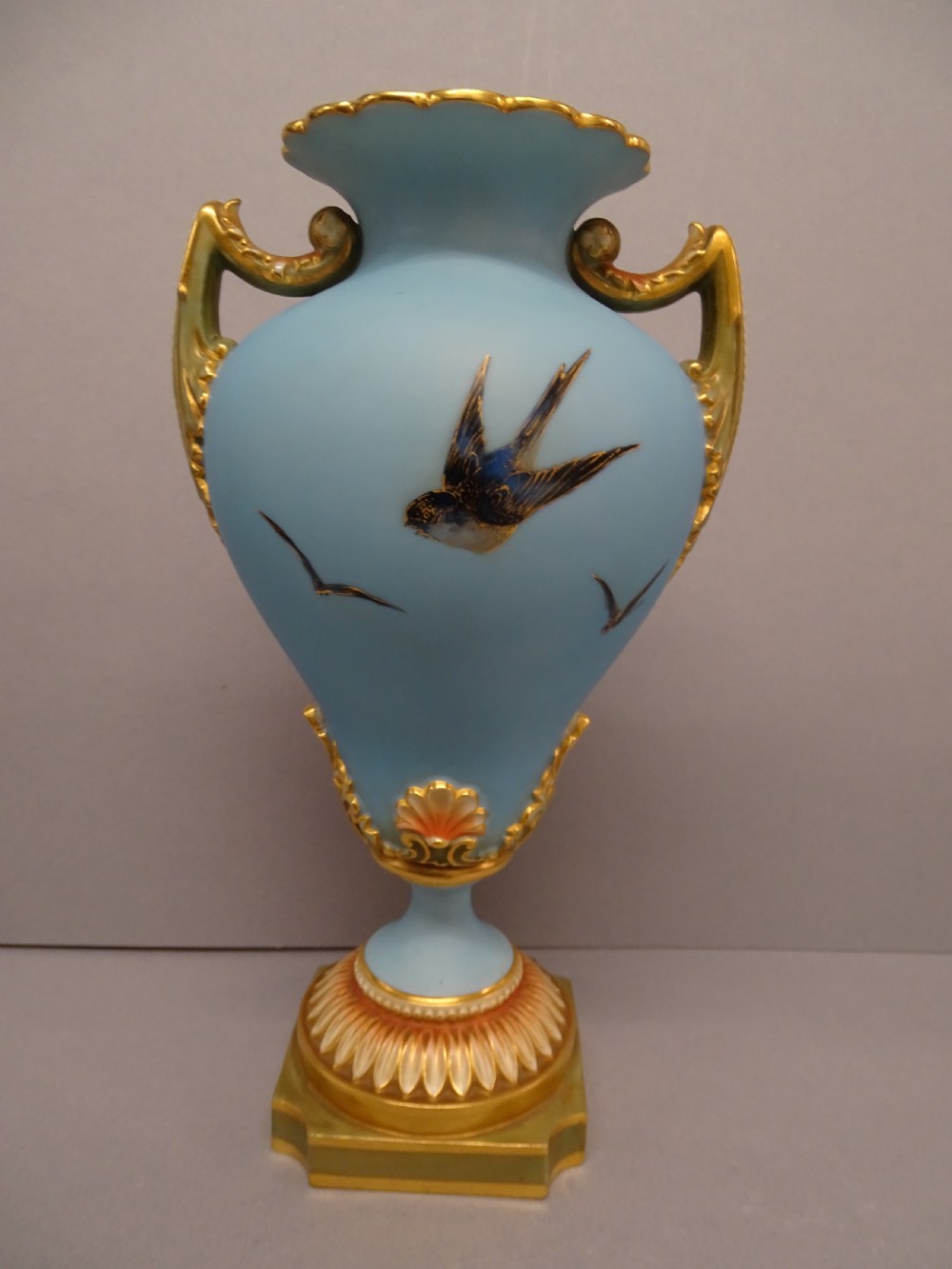 Royal Worcester Baldwyn Swan Vase. View II