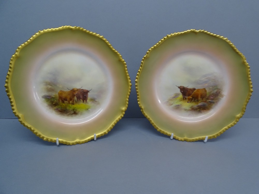 Royal Worcester Pair of John Stinton Plates