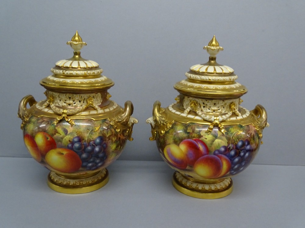 Royal Worcester Pair of Ayrton Bow Vases