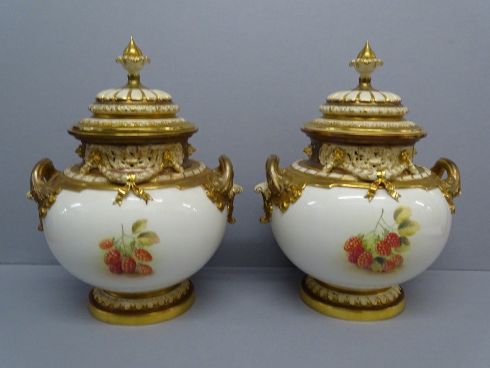 Royal Worcester Pair of Ayrton Bow Vases View II
