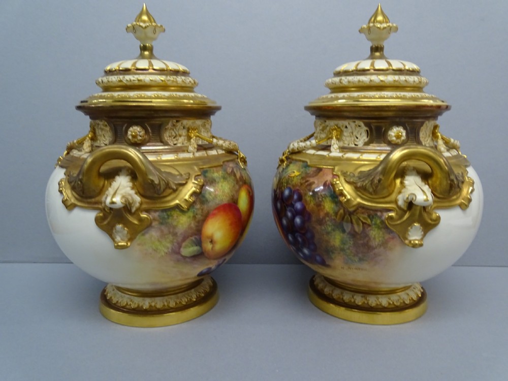 Royal Worcester Pair of Ayrton Bow Vases View III