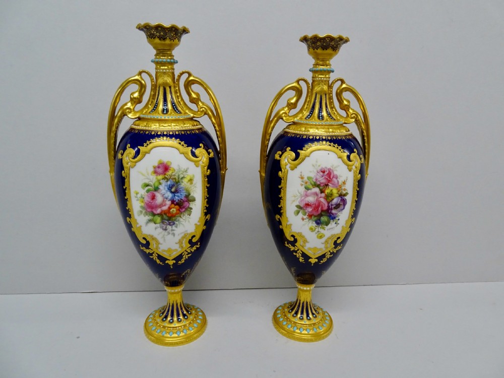 Royal Crown Derby Pair Gregory Vases