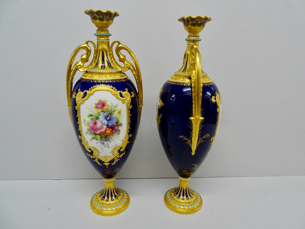 Royal Crown Derby Pair Gregory Vases View II
