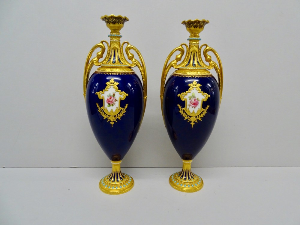 Royal Crown Derby Pair Gregory Vases View III