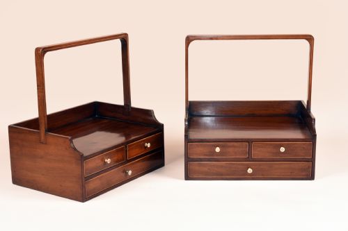 FINE PAIR OF GEORGE III SHERATON BOOK CARRIERS - ADDITIONAL PHOTO 1