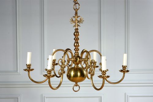 dutch brass chandelier - CATEGORY: ANTIQUE LIGHTING - DATED 1930