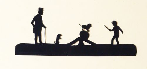 FRAMED PICTURE OF 3 SILHOUETTES WITH PEOPLE AND ANIMALS C1880 - ADDITIONAL PHOTO 2