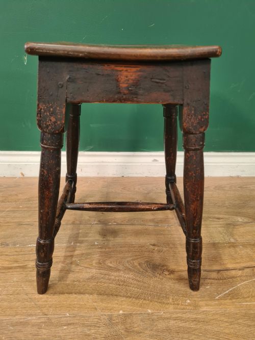 GEORGIAN ELM SQUARE TOPPED STOOL C1830 - ADDITIONAL PHOTO 2