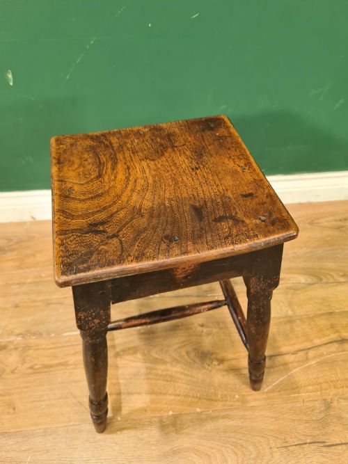GEORGIAN ELM SQUARE TOPPED STOOL C1830 - ADDITIONAL PHOTO 1