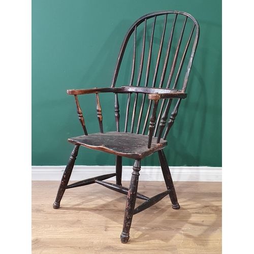 19TH CENTURY ASH STICK BACK ELBOW CHAIR C