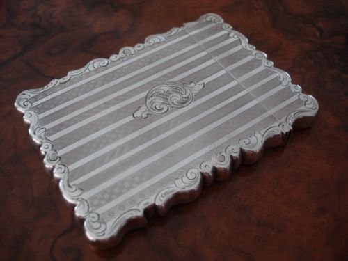fig 1. Stunning Birmingham 1847 solid silver card case by famed maker George Unite.