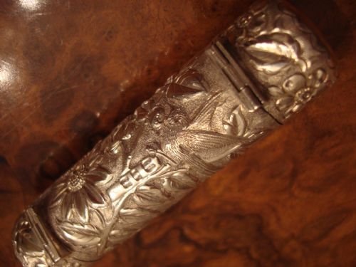 fig 2. Birmingham 1890 solid silver double ended scent bottle/vinaigrette case.