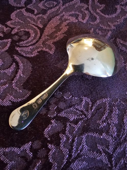 GEORGIAN PERIOD LONDON 1801 SOLID SILVER TEA CADDY SPOON BY GEORGE WINTLE - ADDITIONAL PHOTO 1