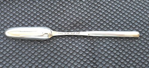 fig 1. London 1772 solid silver 18th century George III period marrow scoop by famous maker Thomas Chawner.