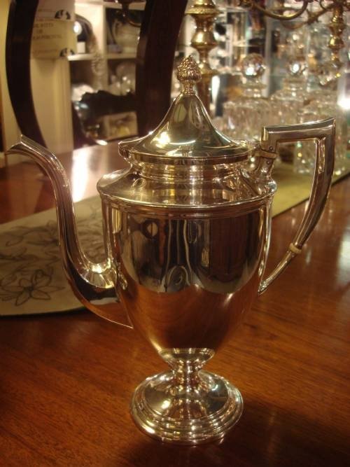 fig 1. Antique sterling silver coffee service, fine quality by famous makers SHREVE AND CO.