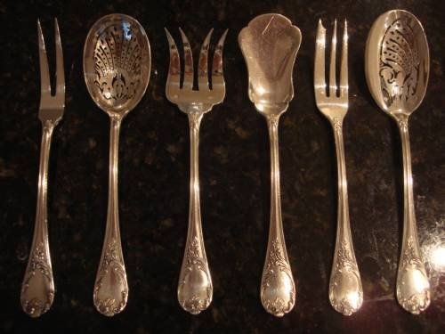 fig 1. Late 19thC/early 20thC Christofle of Paris famous maker 6 piece serving set in the original fitted case.