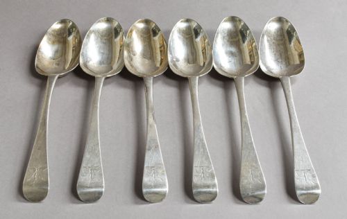 A Set of Six George III Irish Silver Table Spoons by Michael Keating