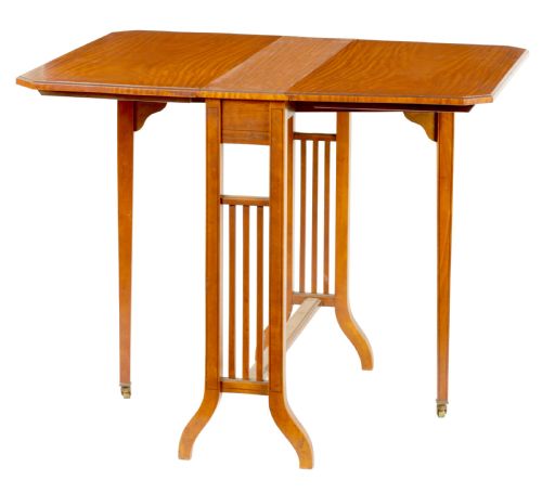 A 19TH CENTURY FIGURED SATINWOOD SUTHERLAND TABLE