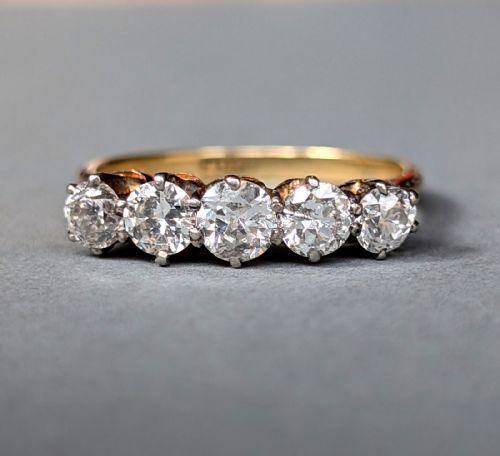 art deco 18ct gold diamond five stone ring - CATEGORY: ANTIQUE JEWELLERY - DATED 1920