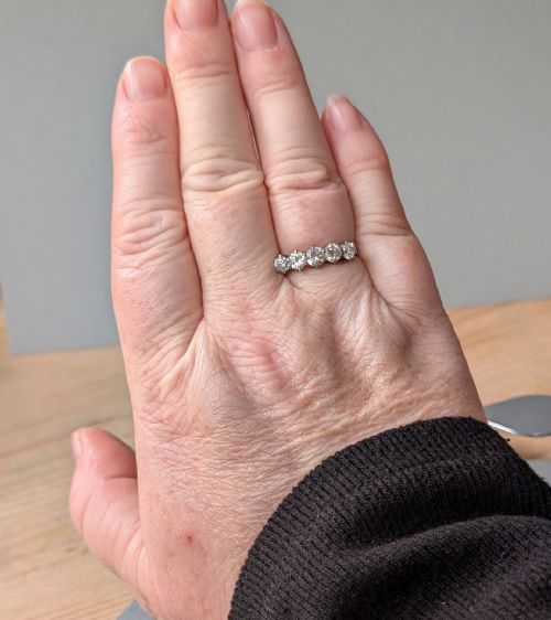 ART DECO 18CT GOLD DIAMOND FIVE STONE RING - ADDITIONAL PHOTO 6