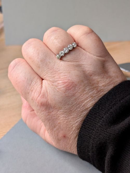 ART DECO 18CT GOLD DIAMOND FIVE STONE RING - ADDITIONAL PHOTO 7