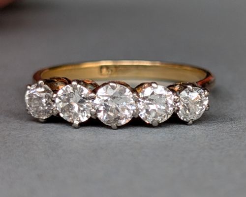 ART DECO 18CT GOLD DIAMOND FIVE STONE RING - ADDITIONAL PHOTO 9