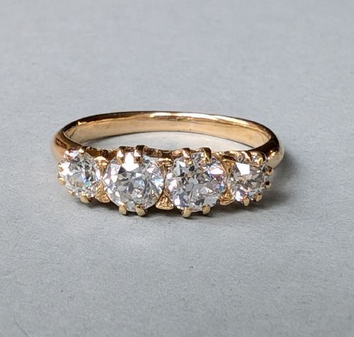 fig 1. Victorian four stone 18ct gold diamond ring