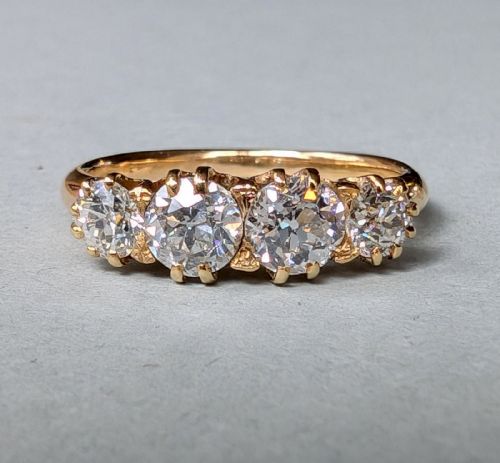 fig 2. Victorian four stone 18ct gold diamond ring