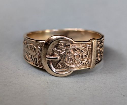 superb vintage 9ct gold buckle ring c1968 42g - CATEGORY: ANTIQUE JEWELLERY - DATED 1960