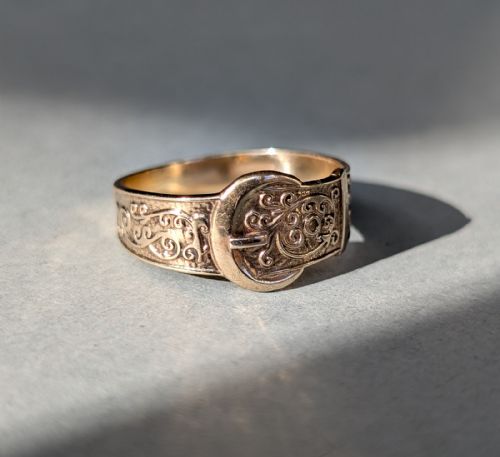 SUPERB VINTAGE 9CT GOLD BUCKLE RING C1968 42G - ADDITIONAL PHOTO 1