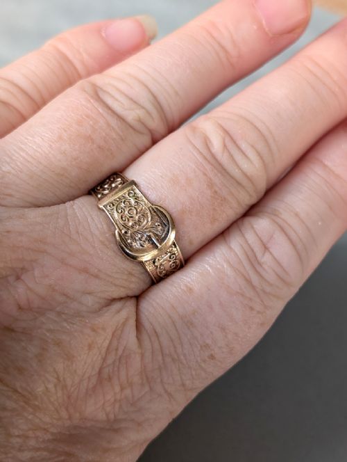 SUPERB VINTAGE 9CT GOLD BUCKLE RING C1968 42G - ADDITIONAL PHOTO 8